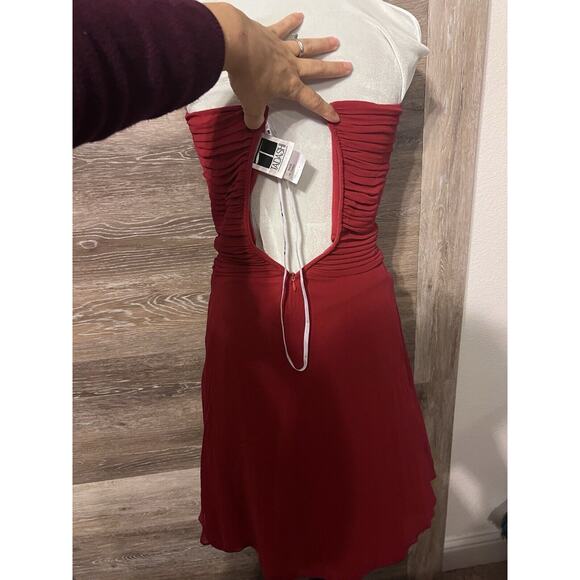 Tadashi pleated silk fitted Cocktail Dress 6 Red Party Prom Vintage - Picture 9 of 12